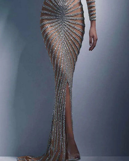 Stunning Sequin-Detail Fishtail Bodycon Dress: Transform Your Evening Attire