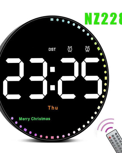 Digital LED Wall Clock with Remote Control, Dual Alarms, Calendar, and Temperature Display for Stylish Home Decor - Adjustable Brightness