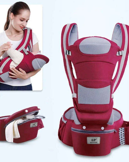 Multifunctional Ergonomic Baby Carrier with Hipseat and Kangaroo Wrap for Infants and Toddlers