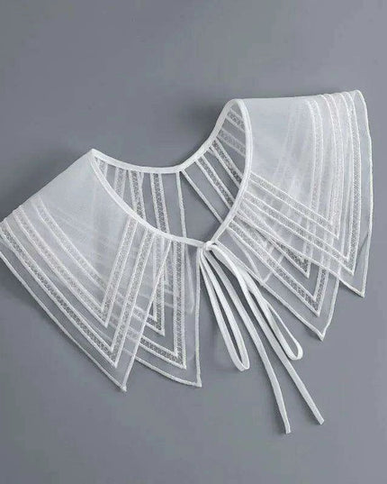 Embroidered Lace Detachable Collar for Women - Elegant White Shawl Accessory