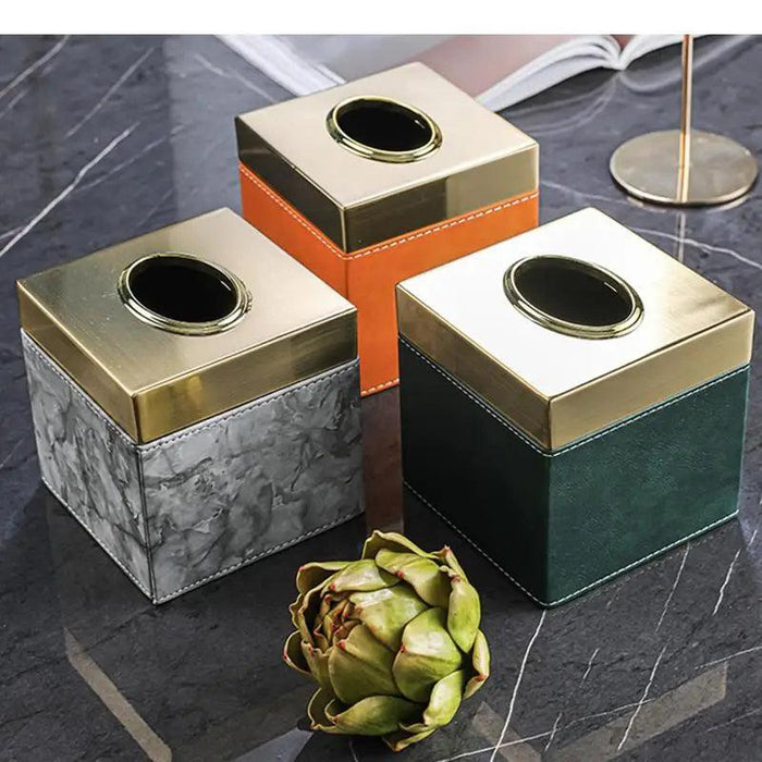 Luxurious Leather Tissue Box Organizer - Stylish Home Accessory for Paper Management