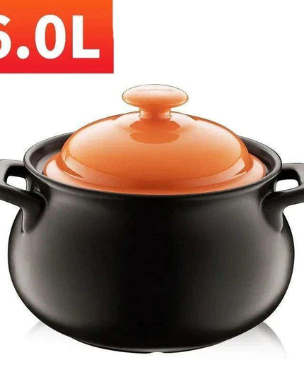 6L Traditional Chinese Clay Casserole Pot for Gas Stove Cooking - Authentic Stew Experience