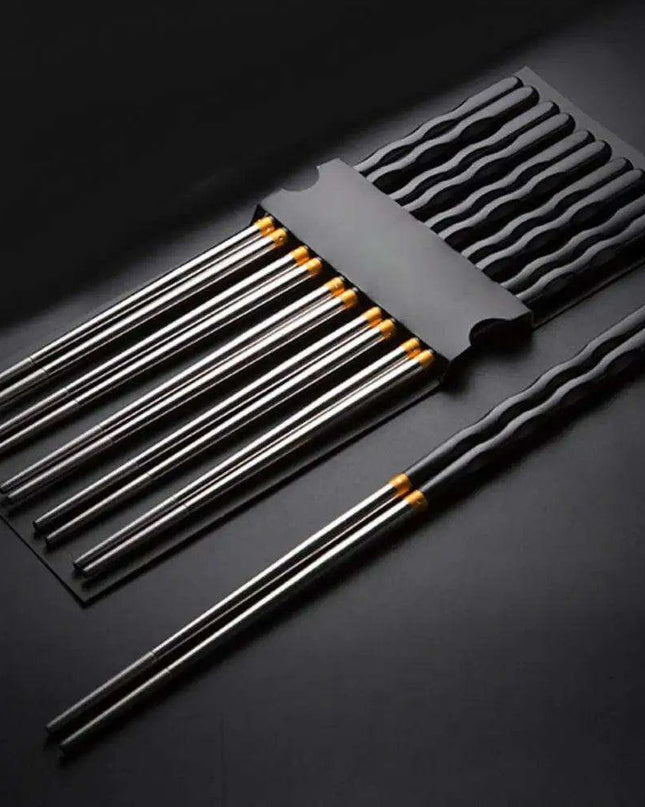 Stylish Anti-Slip Stainless Steel Chopsticks for Sushi and Asian Dishes - Ideal for Home and Restaurant Use