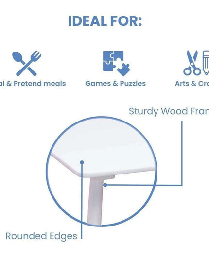 Children's Pink and White Wooden Table and Chair Set - Perfect for Creative Activities, Arts & Crafts, and Learning Fun