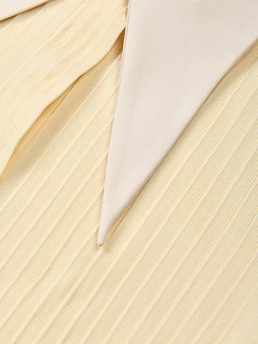 Sophisticated Women's Feathered Ankle-Length Dress with Stylish Lapel Sleeves for Autumn 2024