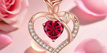 Tiffmet Rose Zircon Heart Pendant Necklace - Elegant Gift for Her