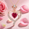 Tiffmet Rose Zircon Heart Pendant Necklace - Elegant Gift for Her