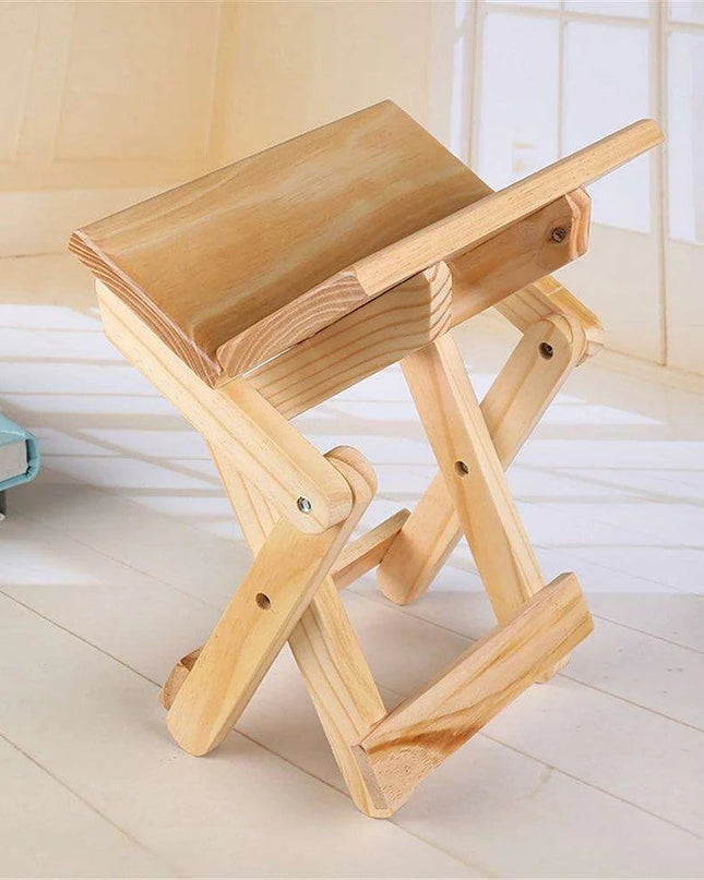 Kids' Solid Wood Folding Stool - Perfect Portable Seat for Camping & Home Use