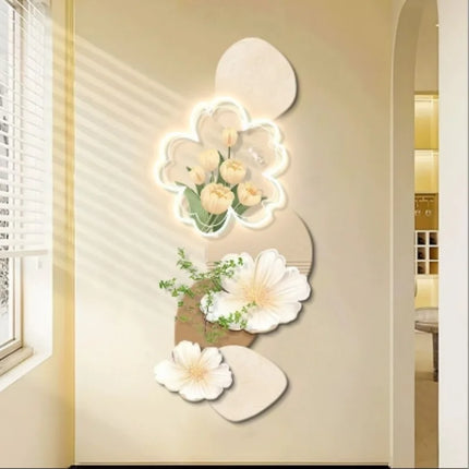 Cream Flower LED Mural Light | Fresco Decorative Wall Panel