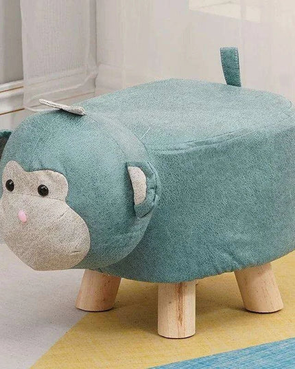 Charming Cartoon Animal Wooden Stool for Kids - Fun and Portable Shoe Changing Seat