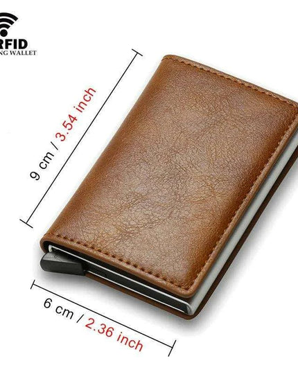 Sleek RFID-Blocking Leather Card Holder - Stylish and Secure Wallet for Men