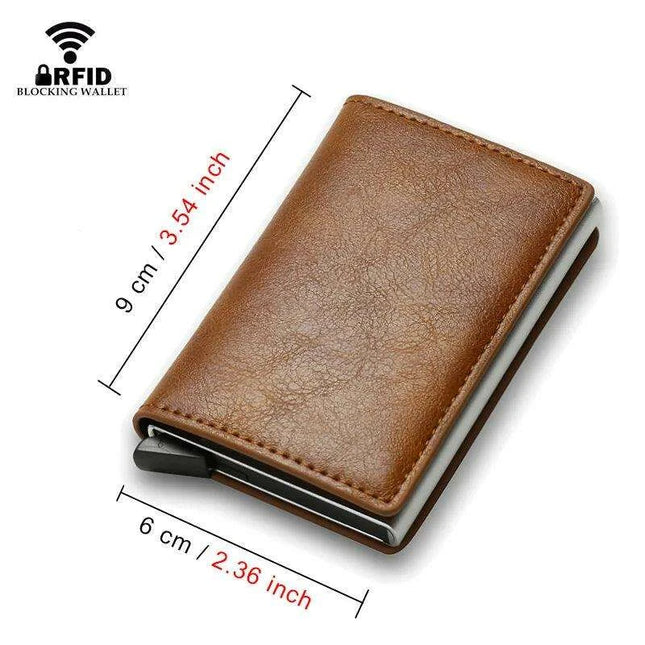 Sleek RFID-Blocking Leather Card Holder - Stylish and Secure Wallet for Men