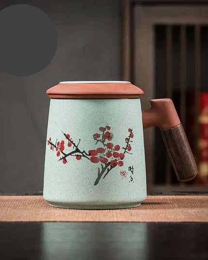 Sophisticated Purple Clay Travel Tea Mug Set with Infuser and Lid - 400ml for Office and Leisure