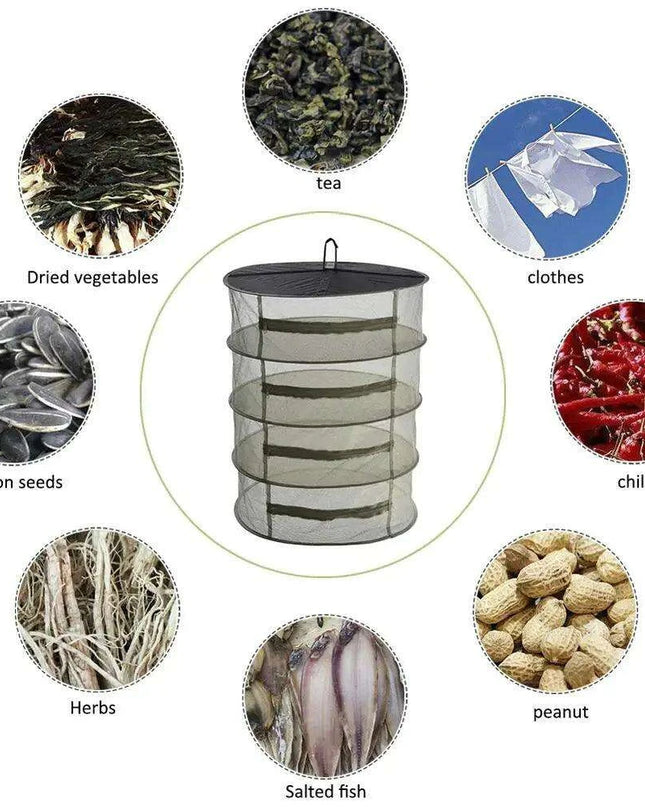 4-Layer Space-Saving Herb & Plant Drying Rack - Collapsible Design