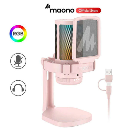 Illuminate Your Sound: Gamerwave RGB USB Condenser Microphone with Premium Noise-Cancellation and Customizable Lighting Effects