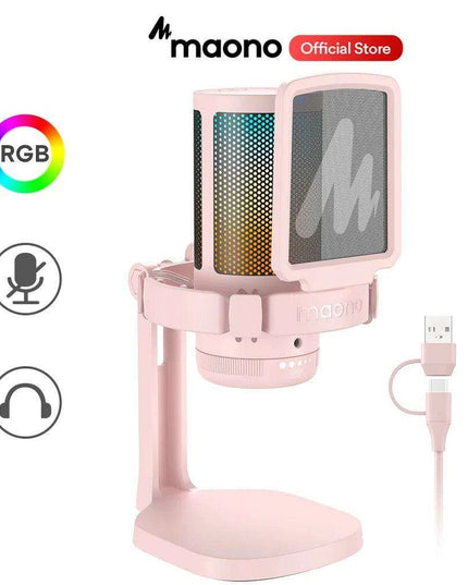 Illuminate Your Sound: Gamerwave RGB USB Condenser Microphone with Premium Noise-Cancellation and Customizable Lighting Effects