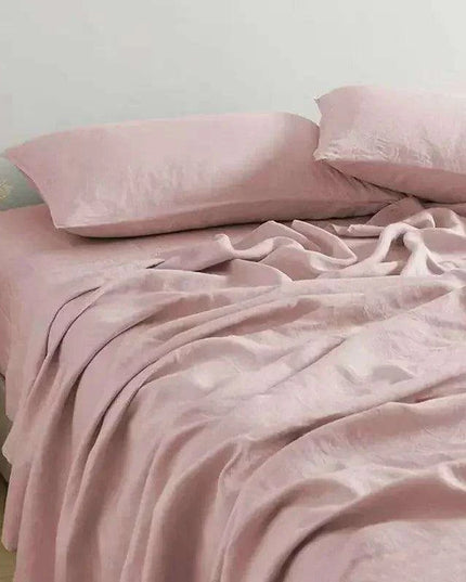 Pure Linen 3-Piece Natural Flax Bed Sheet Set with Pillowcases