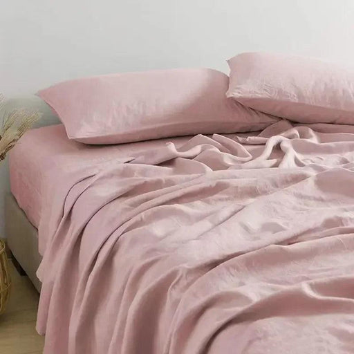 Pure Linen 3-Piece Natural Flax Bed Sheet Set with Pillowcases