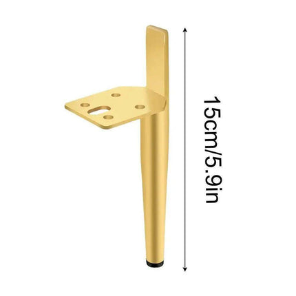 Modern Gold and Black Steel Adjustable Furniture Legs - Set of 4 with Rubber Feet