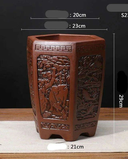 Elegant Purple Sand Bonsai Pot Set for Clivia Plants