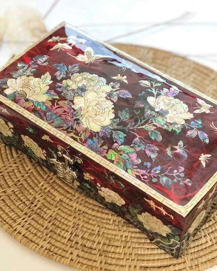 Elegant Mother of Pearl Jewelry Chest - Artisanal Wooden Organizer