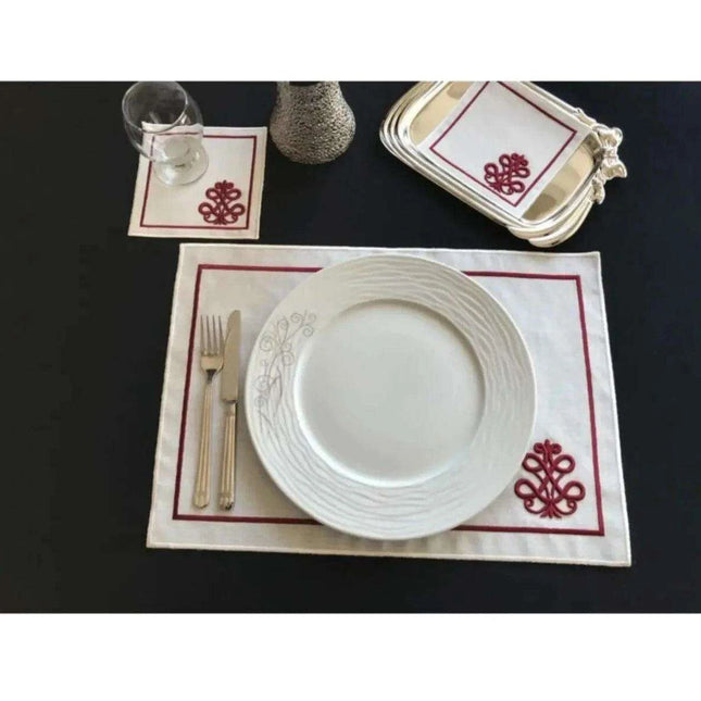 Luxurious 3D Embroidered Placemat Collection: 12-Piece Set for Exquisite Dining