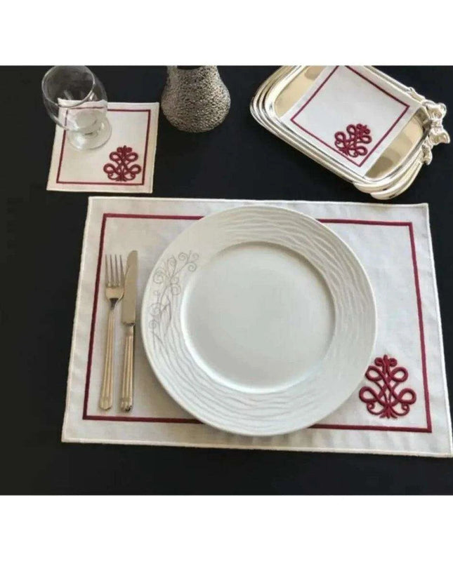 Luxurious 3D Embroidered Placemat Collection: 12-Piece Set for Exquisite Dining