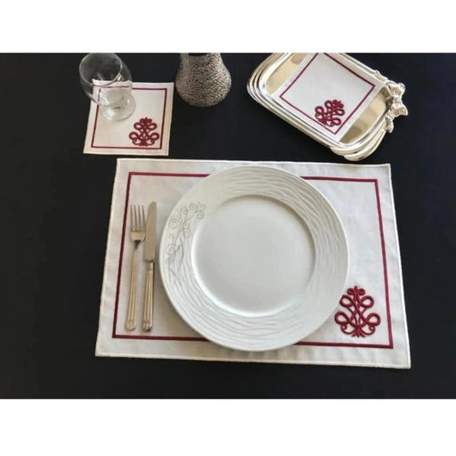 Luxury 3D Embroidered Placemat Collection - 12-Piece Set, Elegant American Service & Cocktail Mats from Turkey