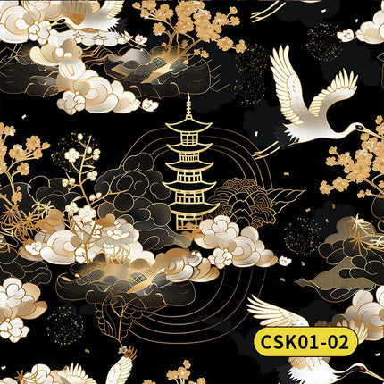 Japanese Crane Peel and Stick Wallpaper – Vintage Heron Bird, Waterproof, Removable