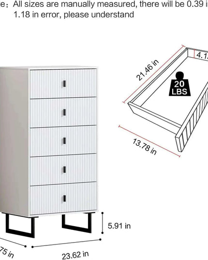 Sleek Modern 5-Drawer Dresser with Stylish Metal Legs - Perfect Storage for Any Room