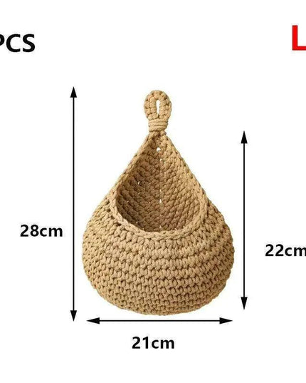 Sustainable Bohemian Jute Rope Hanging Basket for Elegant Fruit Display