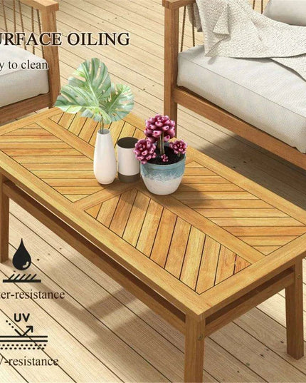 Elegant Acacia Wood Rectangular Coffee Table with Luxurious Walnut Finish for Contemporary Interiors