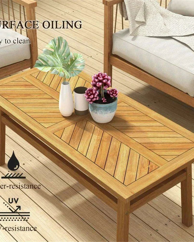 Elegant Acacia Wood Rectangular Coffee Table with Luxurious Walnut Finish for Contemporary Interiors