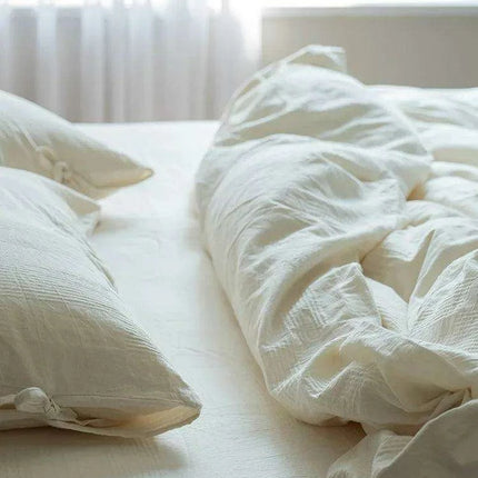 Premium Natural White Cotton Luxury Bedding Set - Elegant Duvet Covers & Sheets for Ultimate Comfort