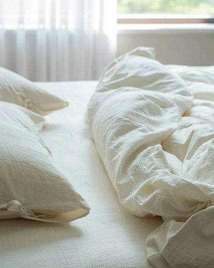 Premium Natural White Cotton Luxury Bedding Set - Elegant Duvet Covers & Sheets for Ultimate Comfort
