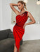 One-Shoulder Striped Bandage Dress for High Street Glamour and Nightclub Elegance