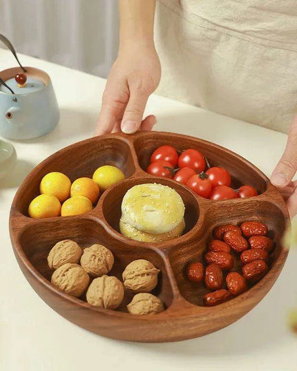 Artisanal Acacia and Walnut Wood Serving Bowl and Platter Collection