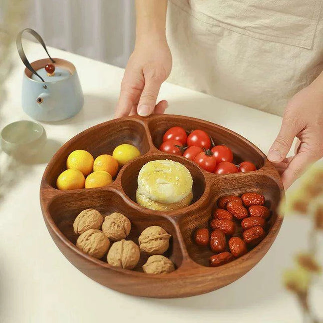 Artisanal Acacia and Walnut Wood Serving Bowl and Platter Collection
