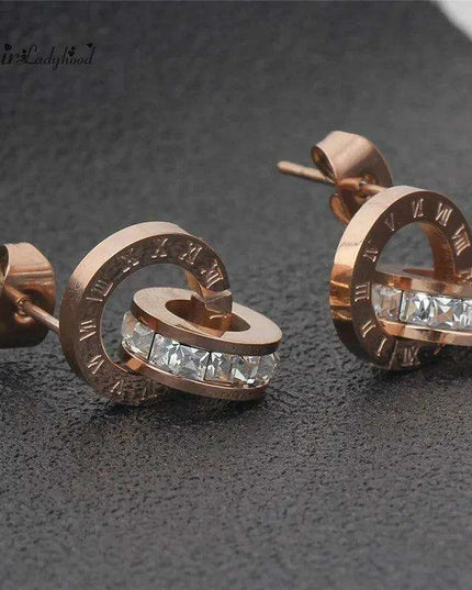 Fortune-Inspired Roman Numeral Stainless Steel Jewelry Set - Elegant Chic Collection