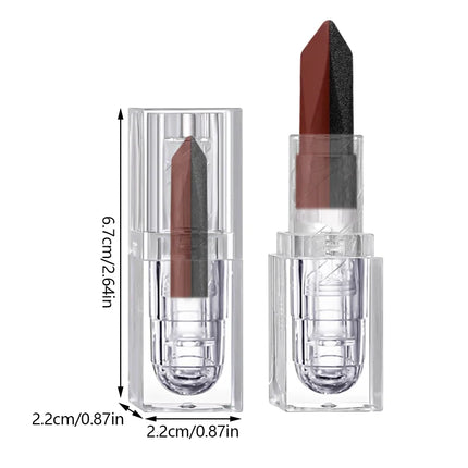 Two-Tone Black and Burgundy Glitter Lipstick, Long-Lasting Diamond-Cut Ombre Lip Tint