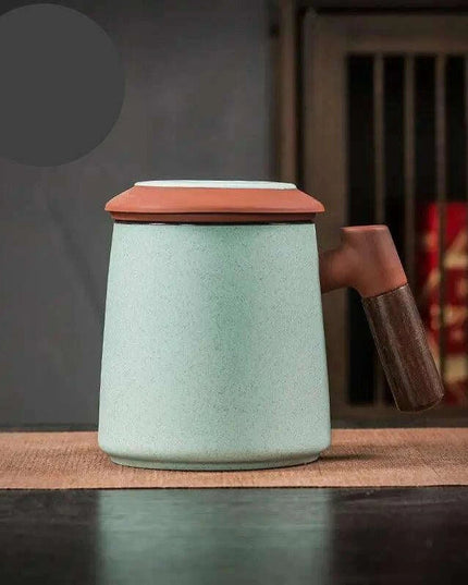 Sophisticated Purple Clay Travel Tea Mug Set with Infuser and Lid - 400ml for Office and Leisure