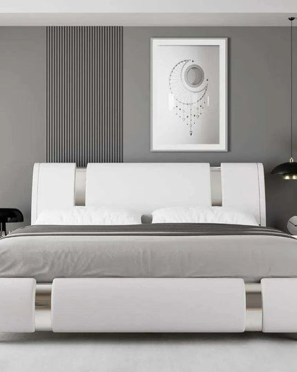 Modern Adjustable Curved Headboard Stainless Steel Bed Frame