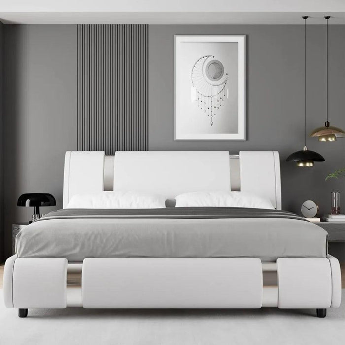 Modern Adjustable Curved Headboard Stainless Steel Bed Frame