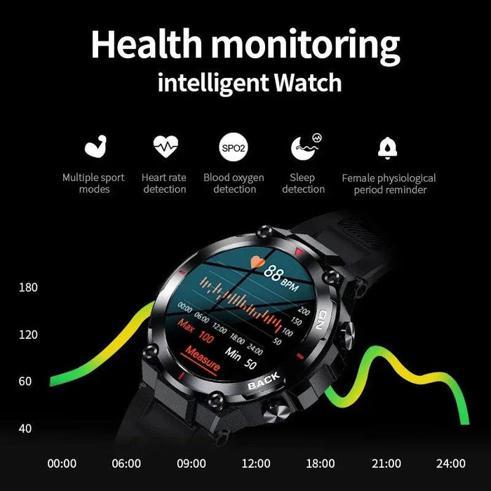Men's 2024 Outdoor GPS Fitness Smartwatch with Heart Rate Monitor and Waterproof Features