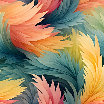 3D Abstract Feather & Flower Mural Wallpaper — Custom Size