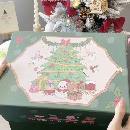 Hand-Drawn Retro Christmas Tea Set with Elegant Gift Box