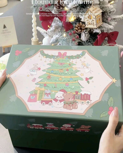 Hand-Drawn Retro Christmas Tea Set with Elegant Gift Box