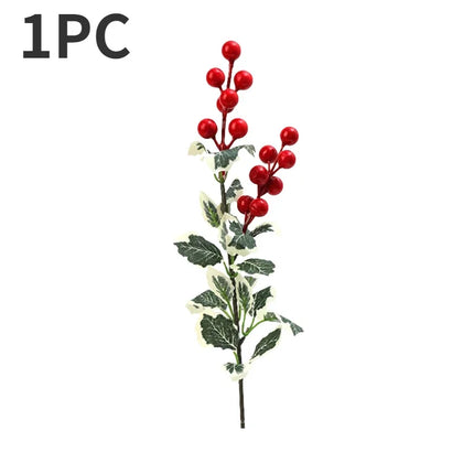 Christmas Red Berry Branch Articifial Holly Berry Green Leave DIY Wreath Xmas Tree Ornament Christmas New Year Party Decoration christmas-red-berry-branch-articifial-holly-berry-green-leave-diy-wreath-xmas-tree-ornament-christmas-new-year-party-decoration