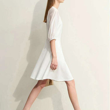 Chic Summer A-Line Dress with Stylish Spliced Shoulder Sleeves