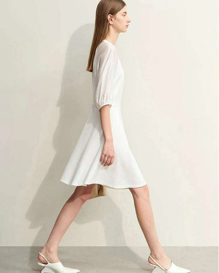 Chic Summer A-Line Dress with Stylish Spliced Shoulder Sleeves